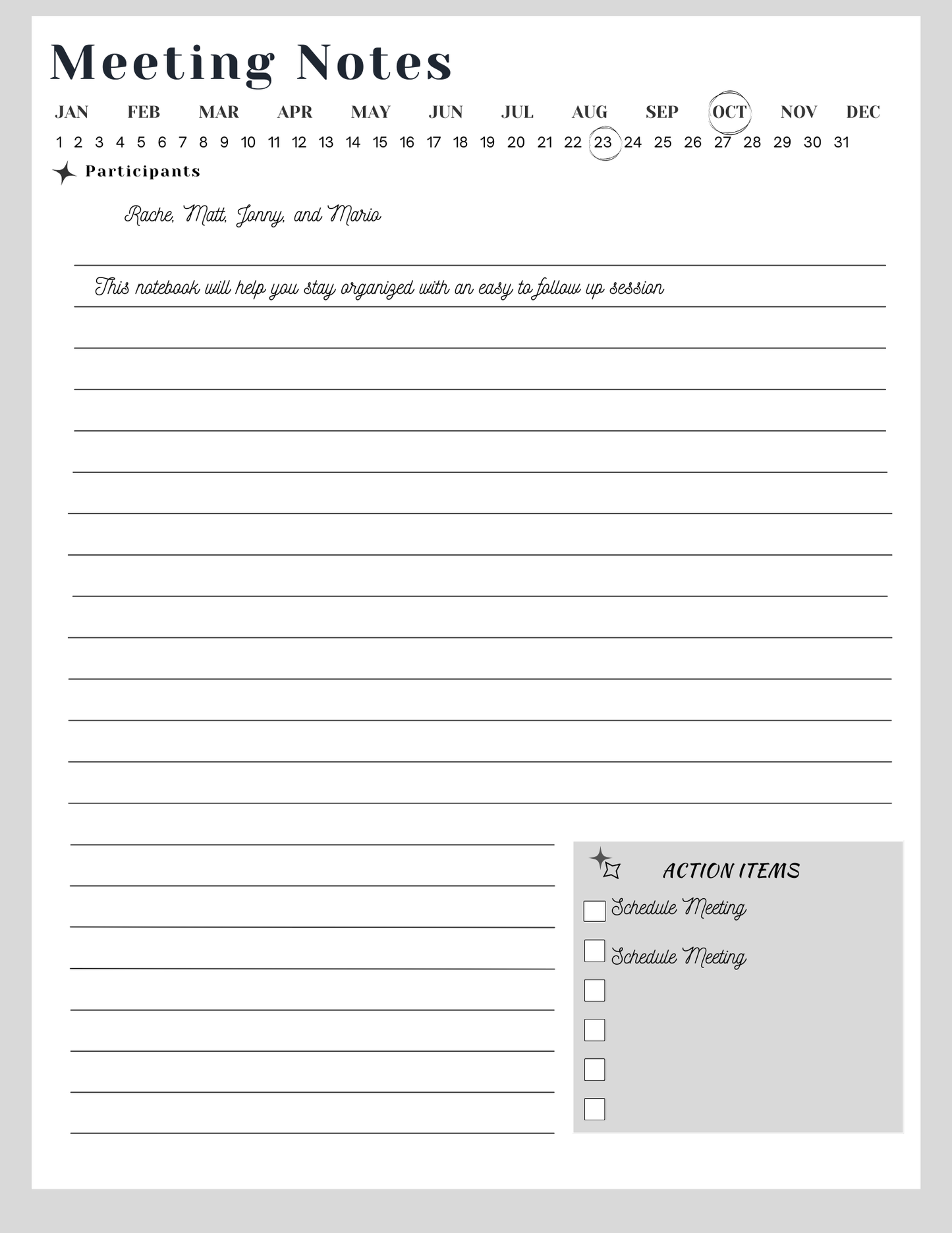 My Action Meeting Coil Notebook