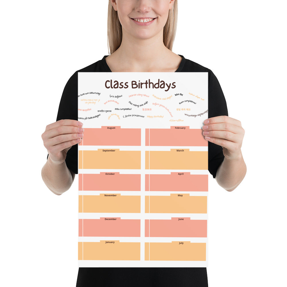 Happy Birthday Multilingual Poster, WB (Aug. - July), Bilingual Super Power Poster, Classroom Decor, Bilingual Poster, Back To School, Office Decor, Multilingual Poster,
