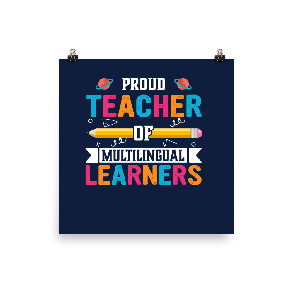 Orgulloso maestro de estudiantes multilingües Póster