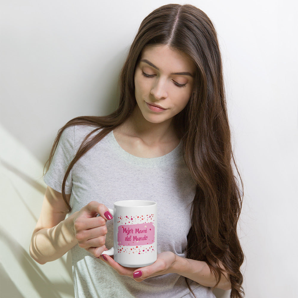 Best Mother Ever White glossy mug (Spanish)