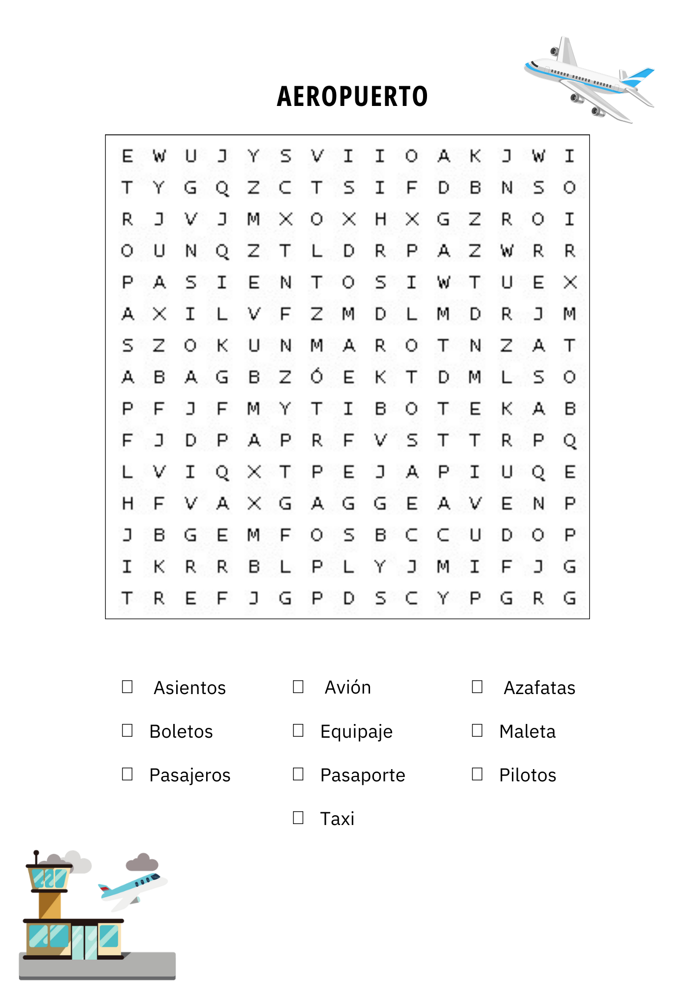 Spanish Vocabulary Word Search Worksheets