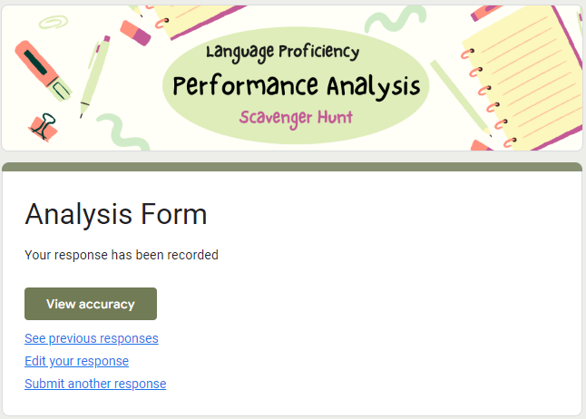 Language Proficiency Reflection Form