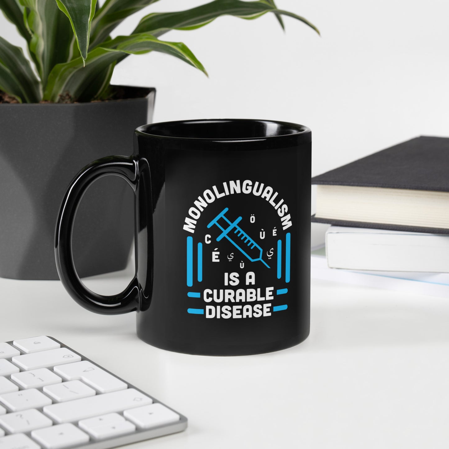 Monolingualism Black Glossy Mug
