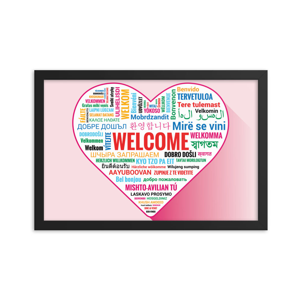 Welcome Poster  (Framed) in Different Languages, Classroom Decor, Bilingual Poster, Back To School, Office Decor,