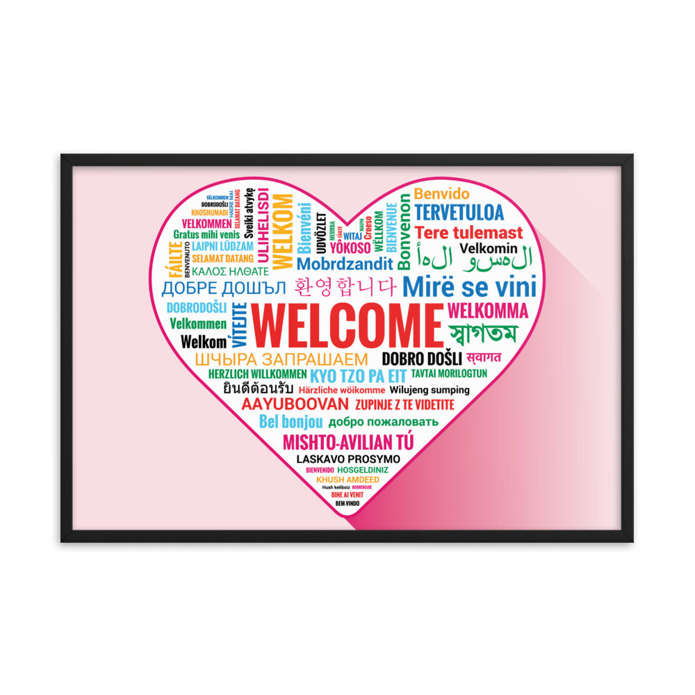 Welcome Poster  (Framed) in Different Languages, Classroom Decor, Bilingual Poster, Back To School, Office Decor,