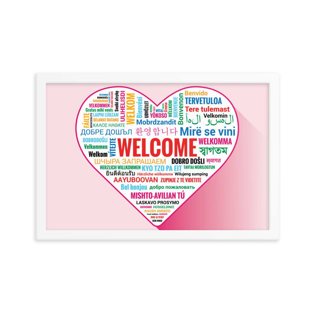 Welcome Poster  (Framed) in Different Languages, Classroom Decor, Bilingual Poster, Back To School, Office Decor,