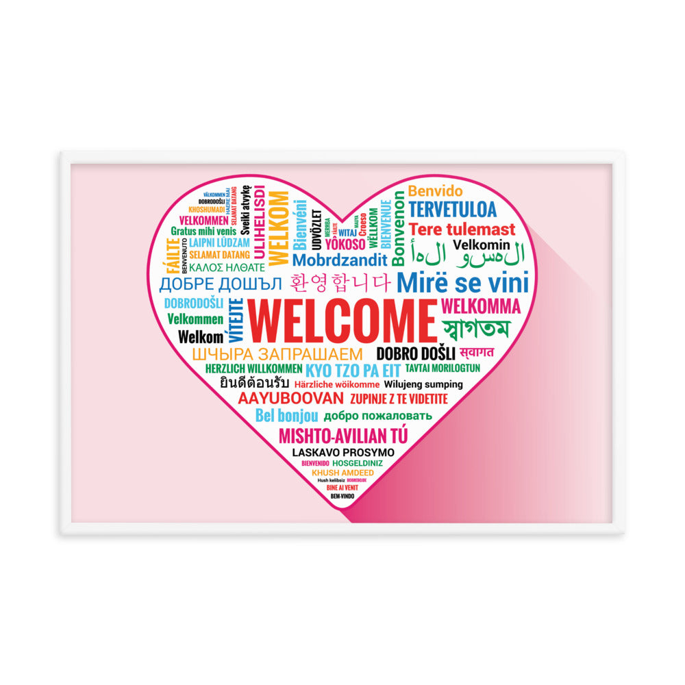 Welcome Poster  (Framed) in Different Languages, Classroom Decor, Bilingual Poster, Back To School, Office Decor,