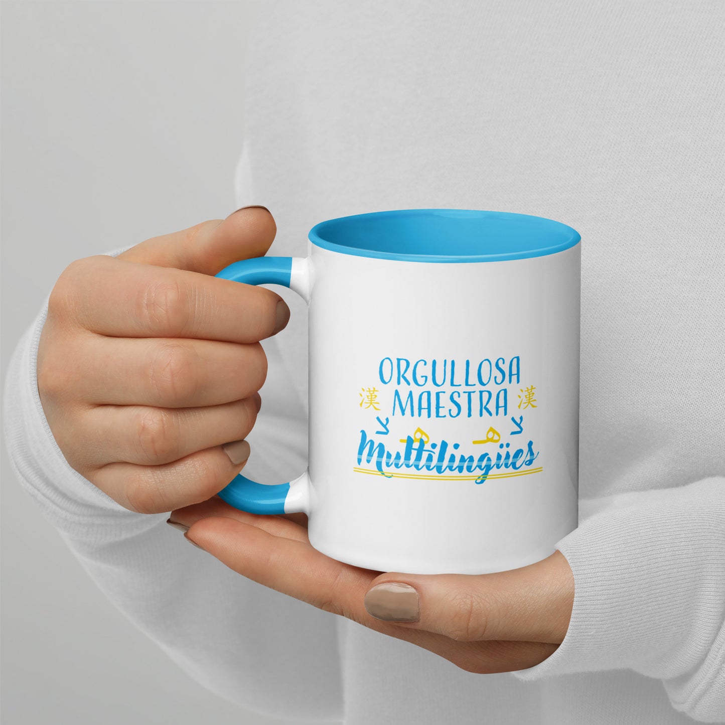 Taza Orgullosa Maestra De Multilingues Color Interior