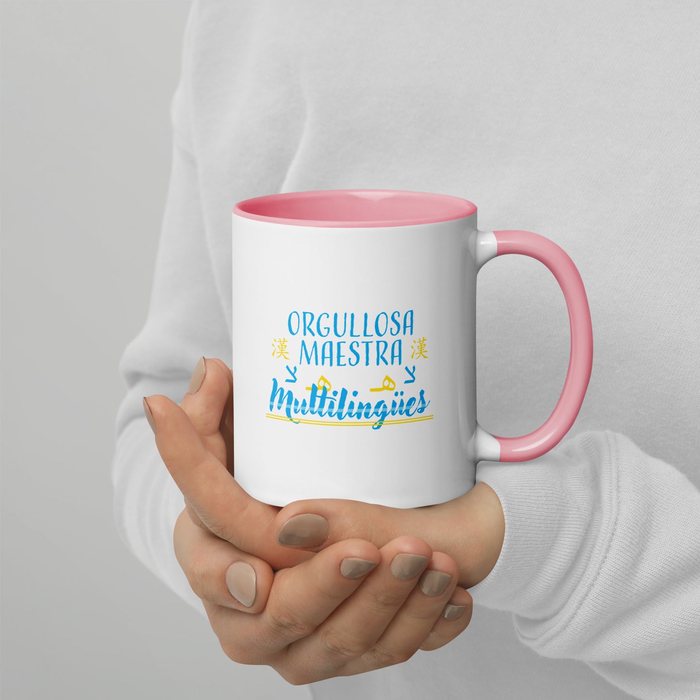 Taza Orgullosa Maestra De Multilingues Color Interior