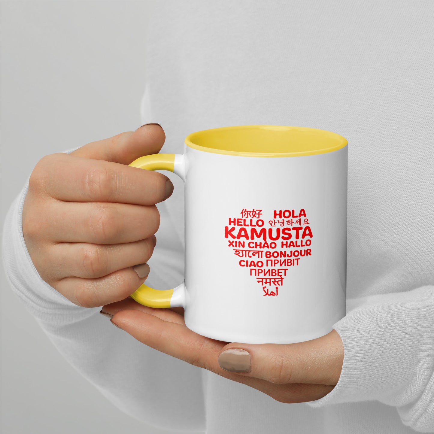 Hello Heart Mug with Color Inside
