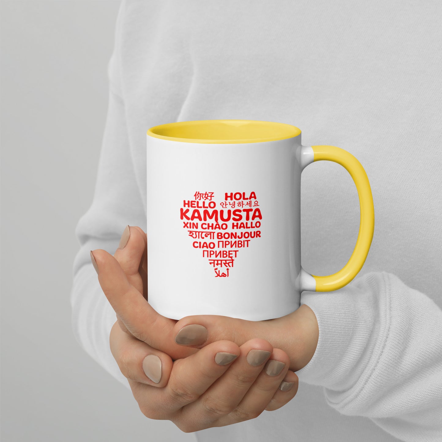 Hello Heart Mug with Color Inside