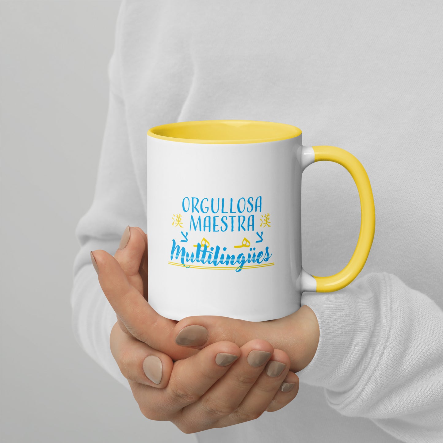 Taza Orgullosa Maestra De Multilingues Color Interior