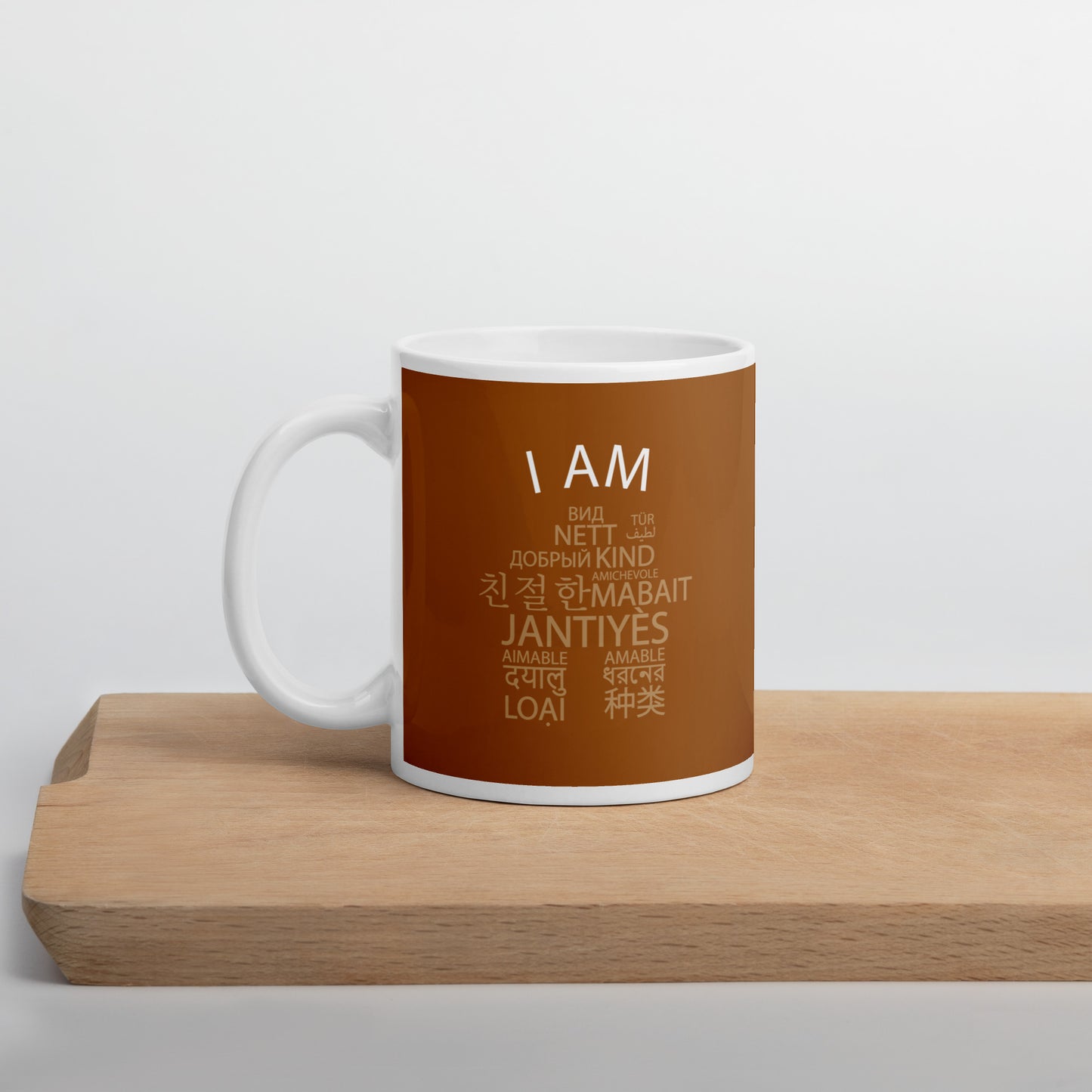 Taza blanca brillante I Am Kind.