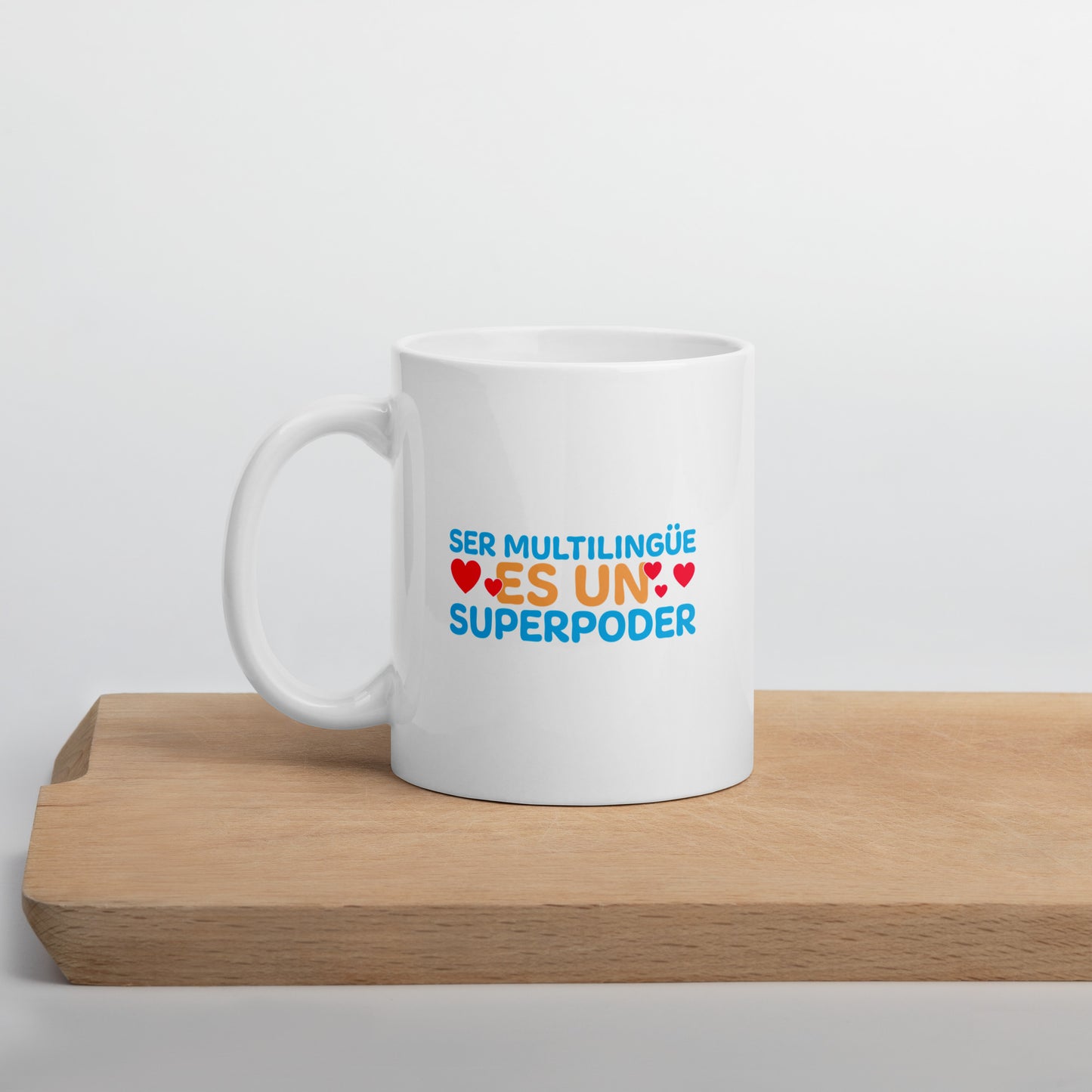 Taza Superpoder Blanca brillante.