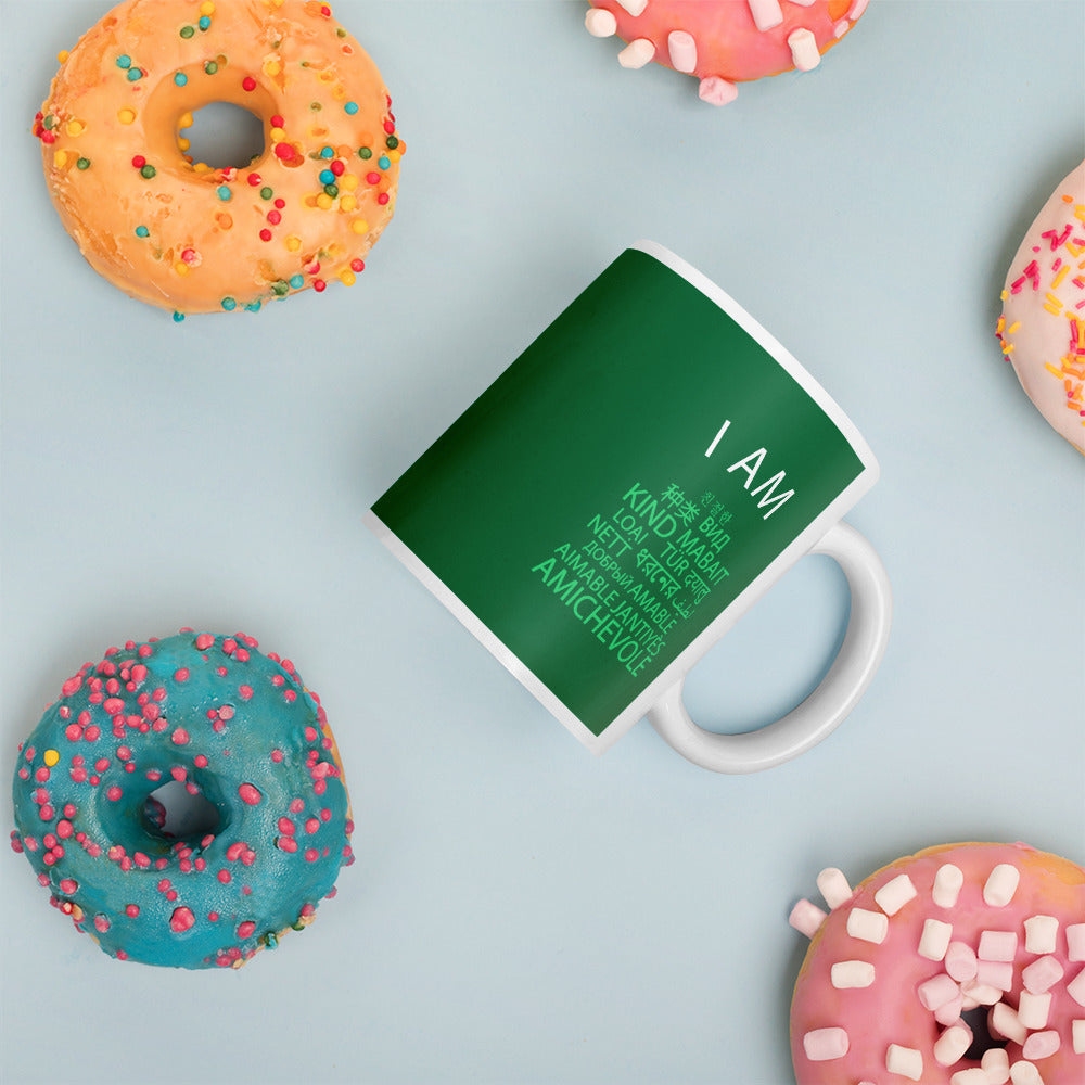 Taza blanca brillante I Am Kind.