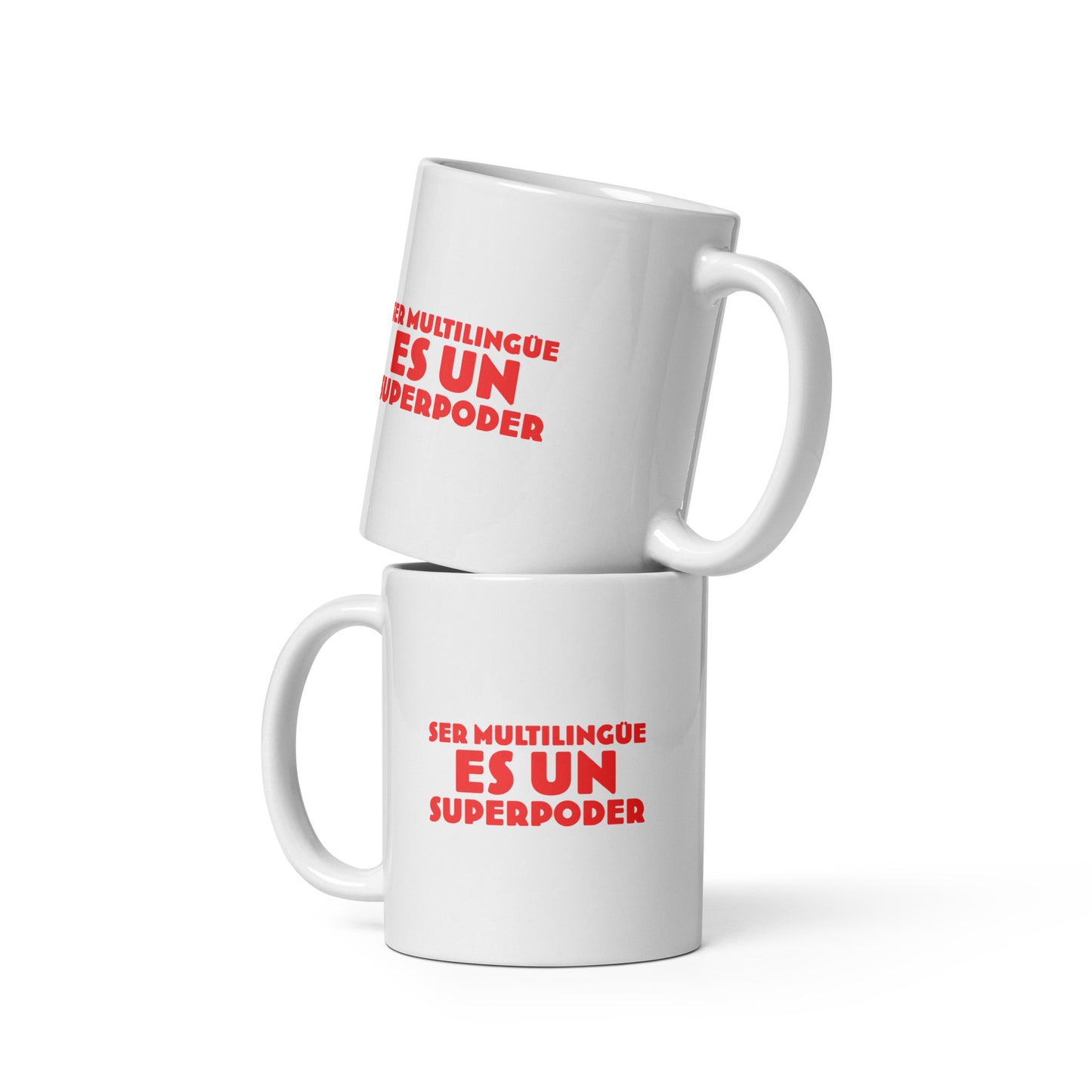 Taza Superpoder Blanca brillante.