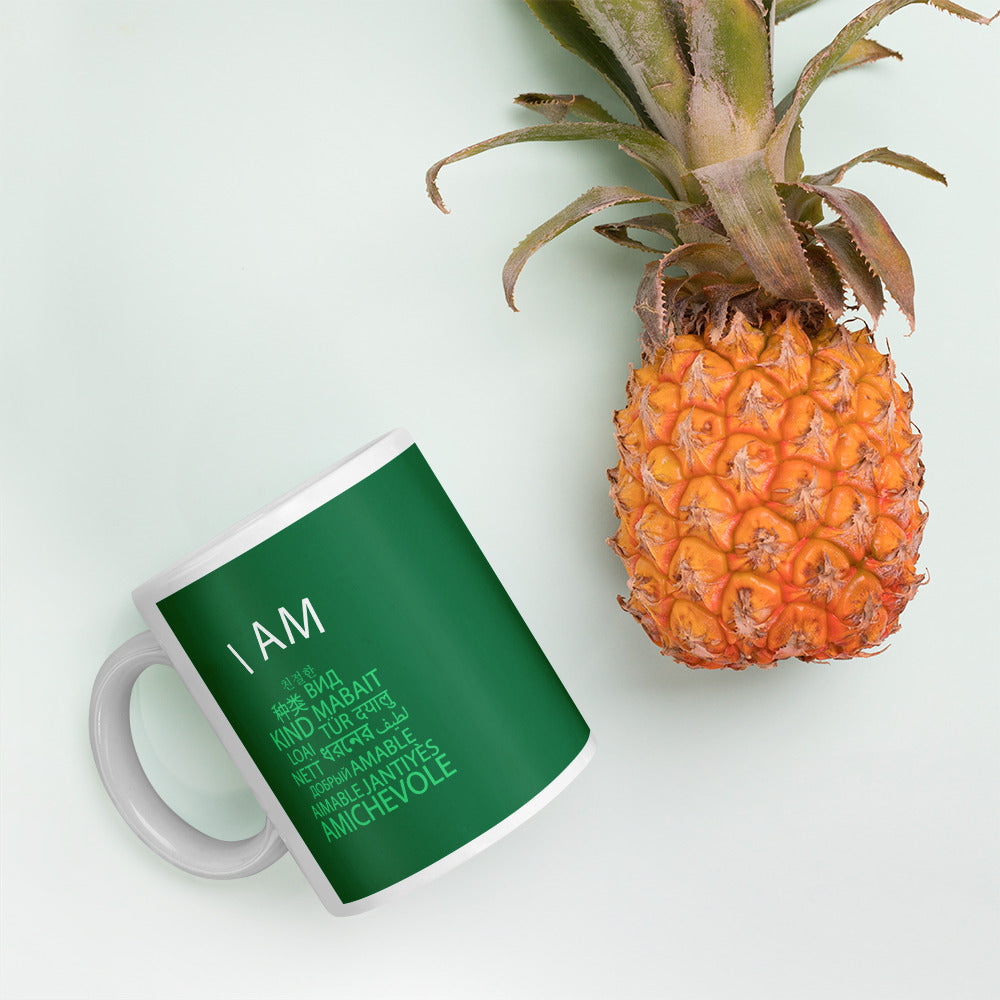 Taza blanca brillante I Am Kind.