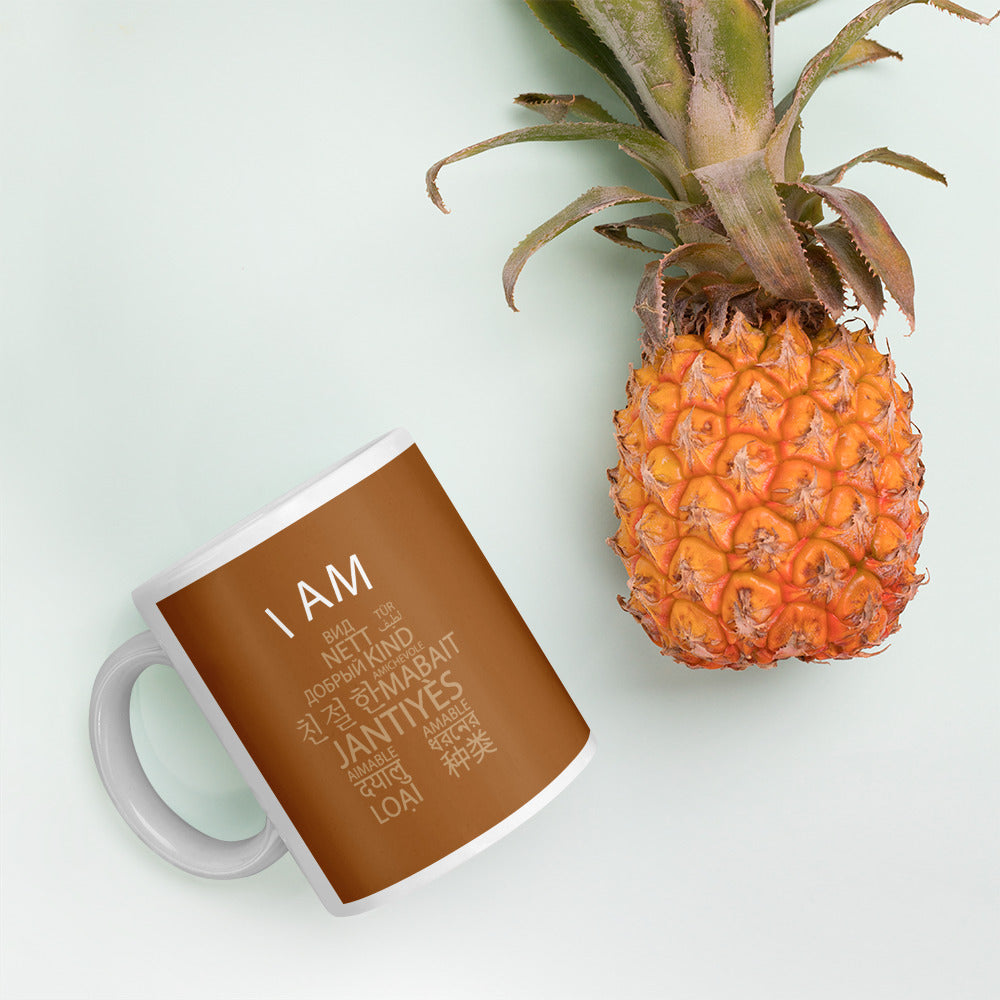 Taza blanca brillante I Am Kind.