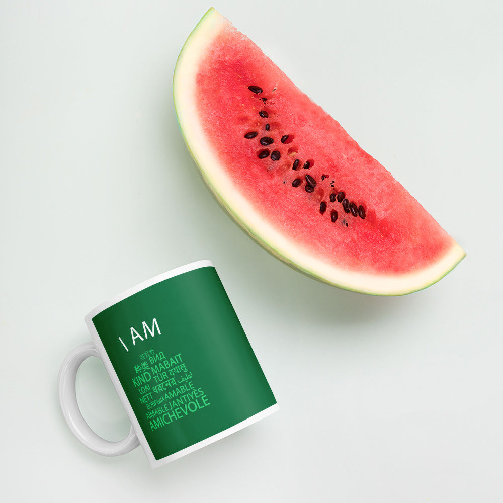 Taza blanca brillante I Am Kind.