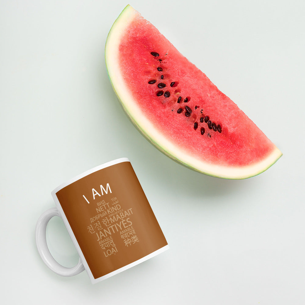 Taza blanca brillante I Am Kind.