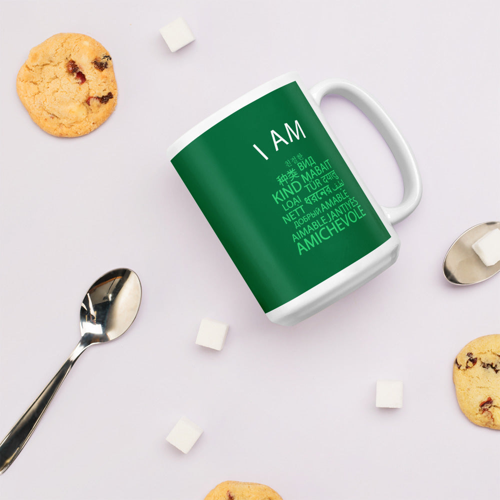 Taza blanca brillante I Am Kind.