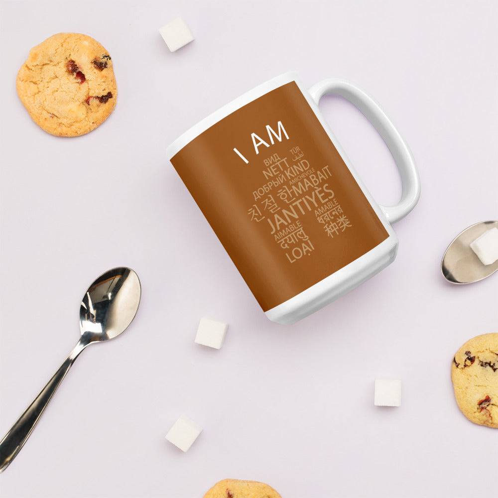 Taza blanca brillante I Am Kind.