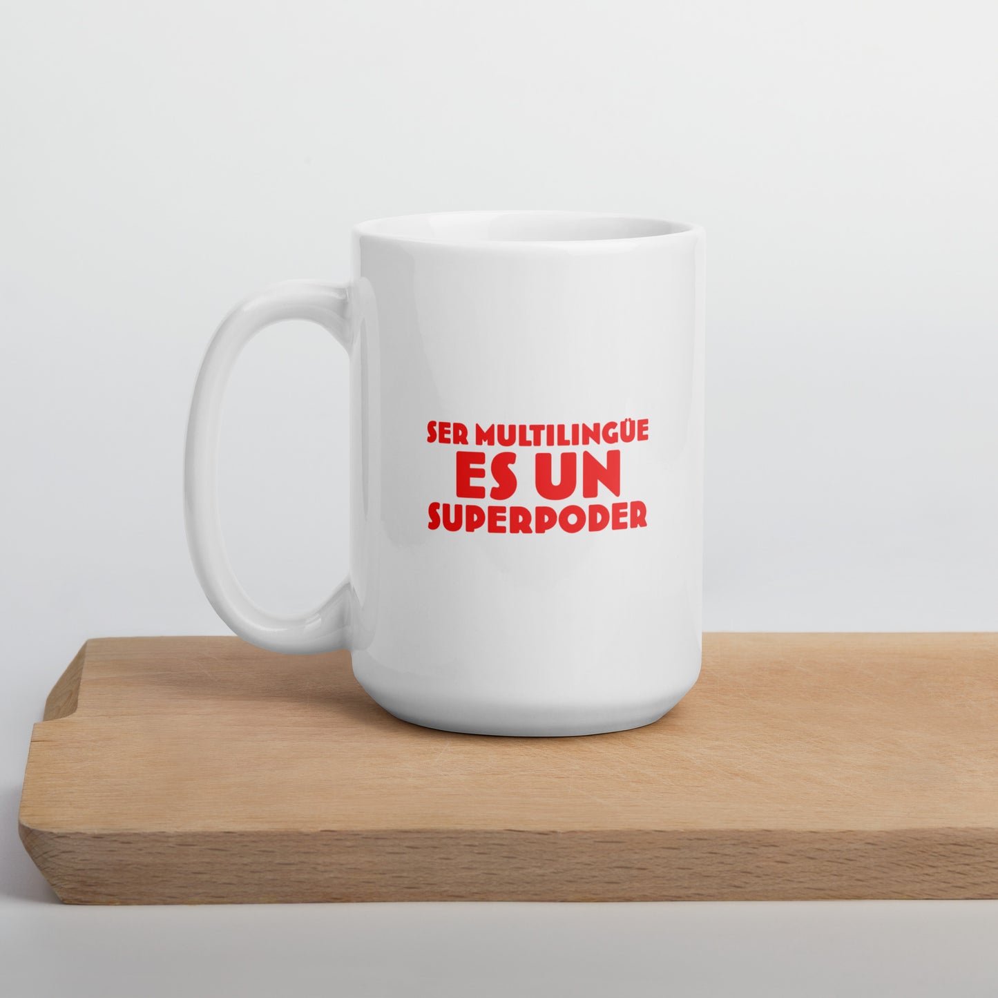 Taza Superpoder Blanca brillante.