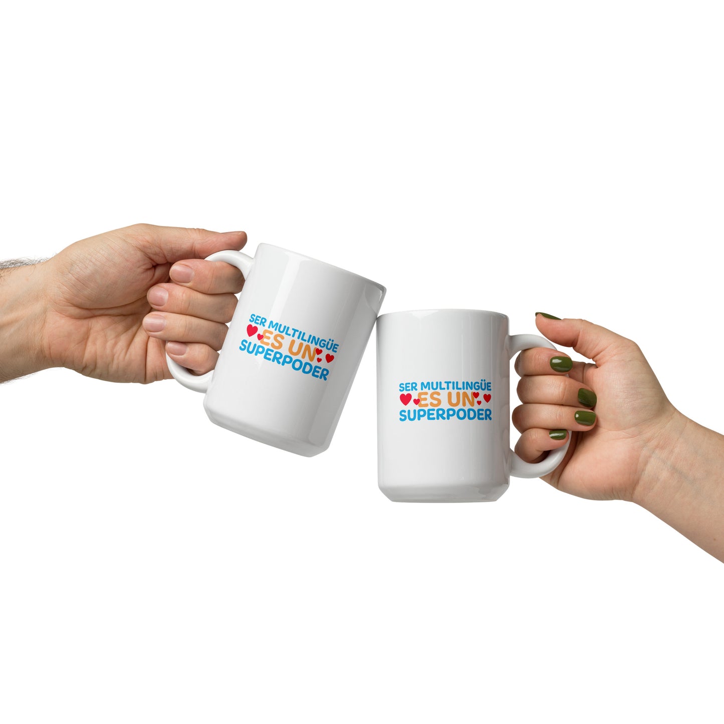 Taza Superpoder Blanca brillante.