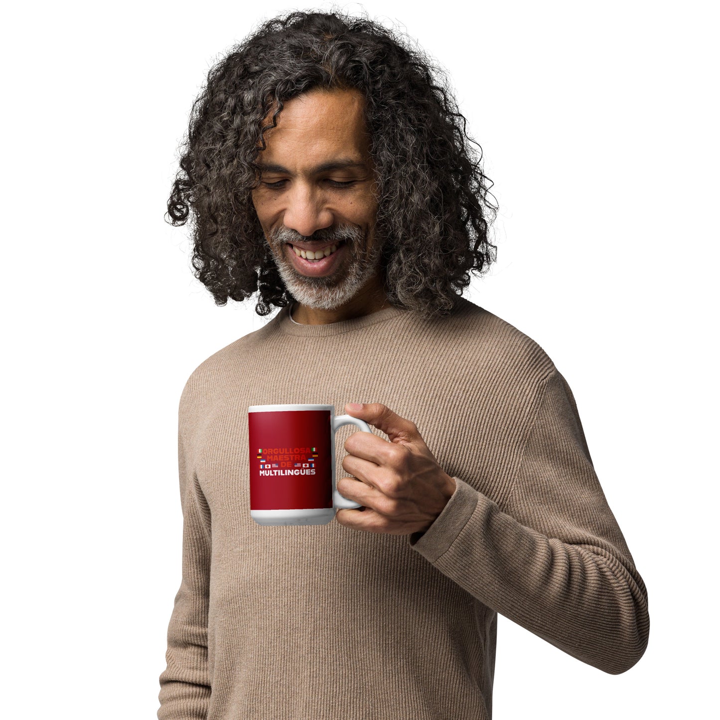 Taza blanca brillante Profesora Multilingüe (Español).