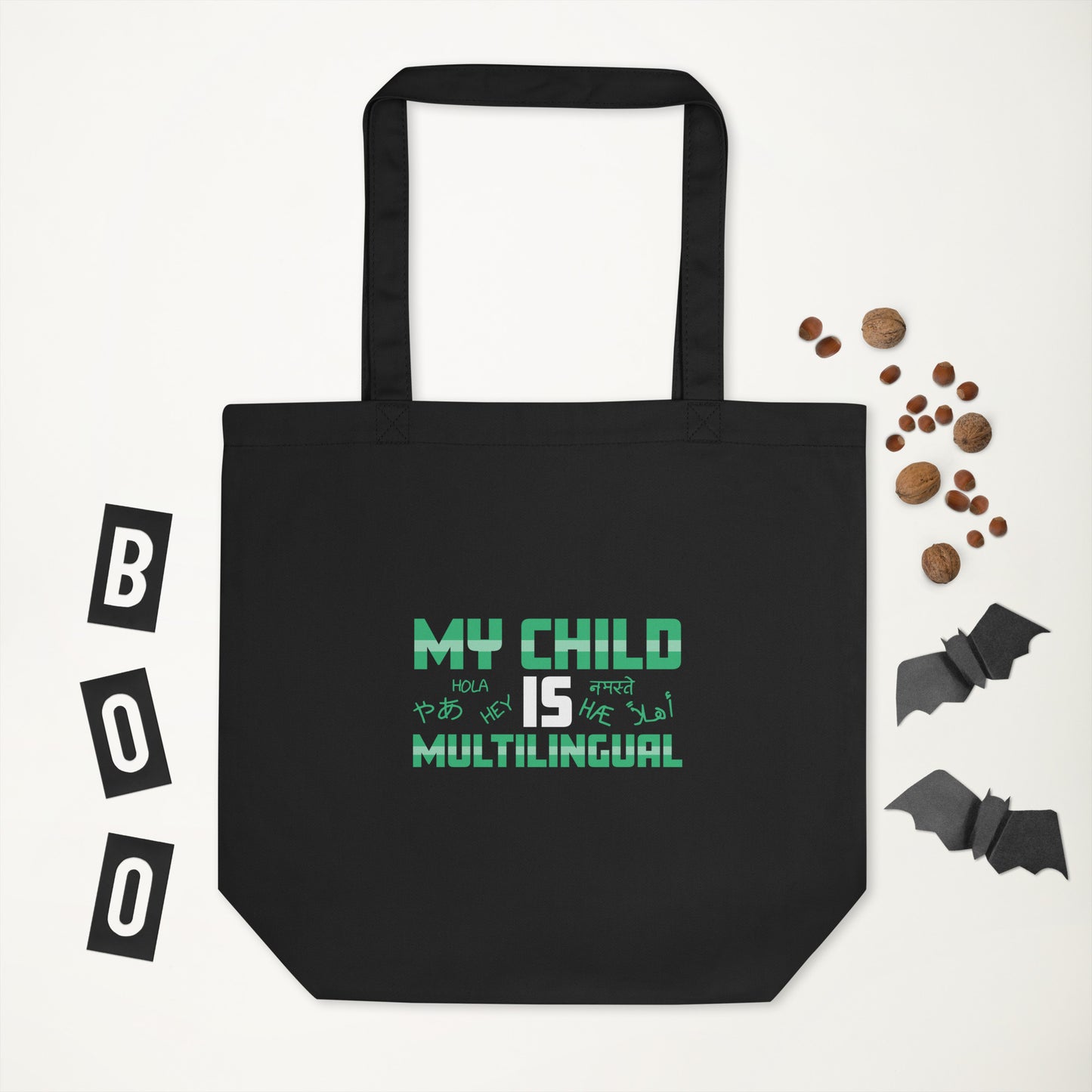 Bolso tote ecológico infantil multilingüe.