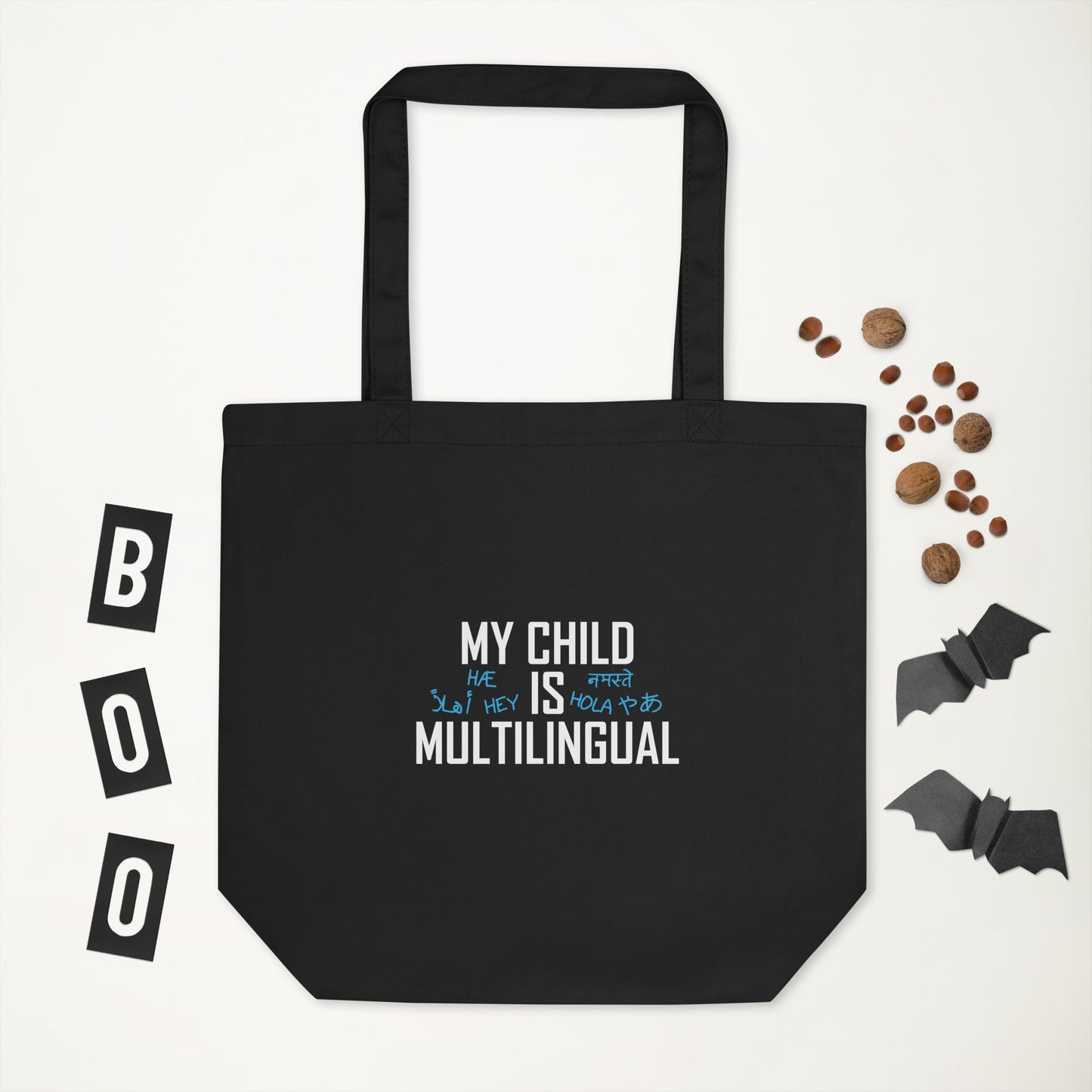 Bolso tote ecológico infantil multilingüe.