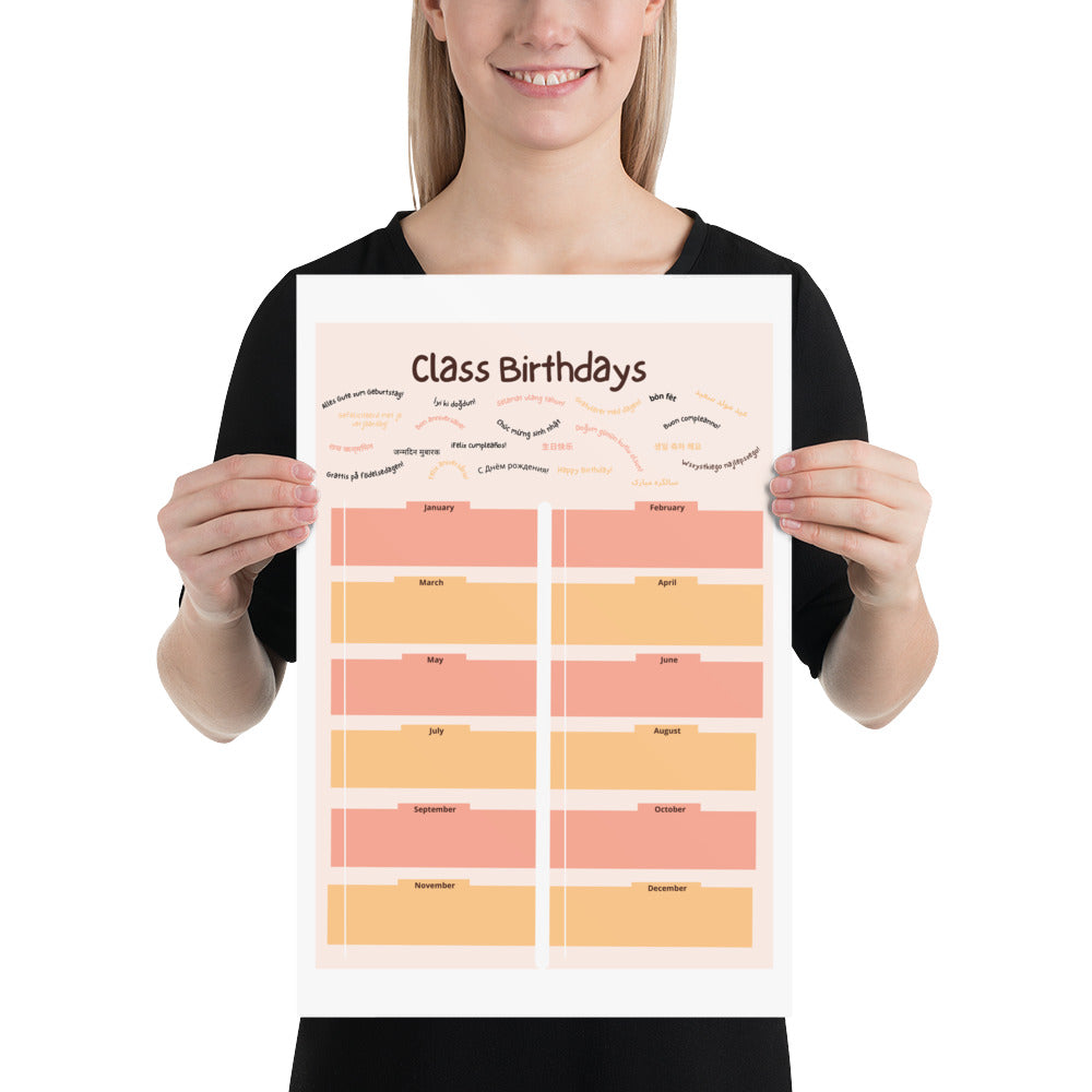 Classroom Birthday Poster, Tan (Jan. - Dec.), Bilingual Super Power Poster, Classroom Decor, Bilingual Poster, Back To School, Office Decor, Multilingual Poster, Spanish Poster