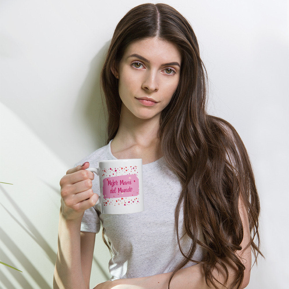 Best Mother Ever White glossy mug (Spanish)