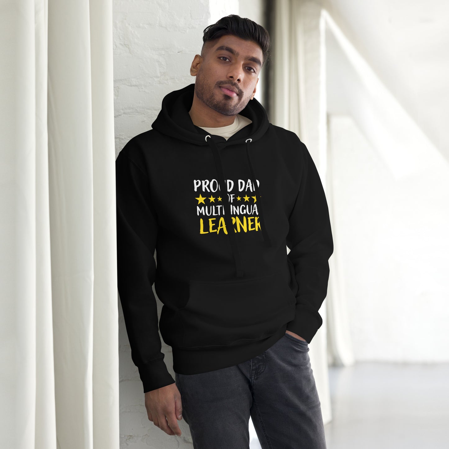 Sudadera con capucha para papá de estudiante multilingüe