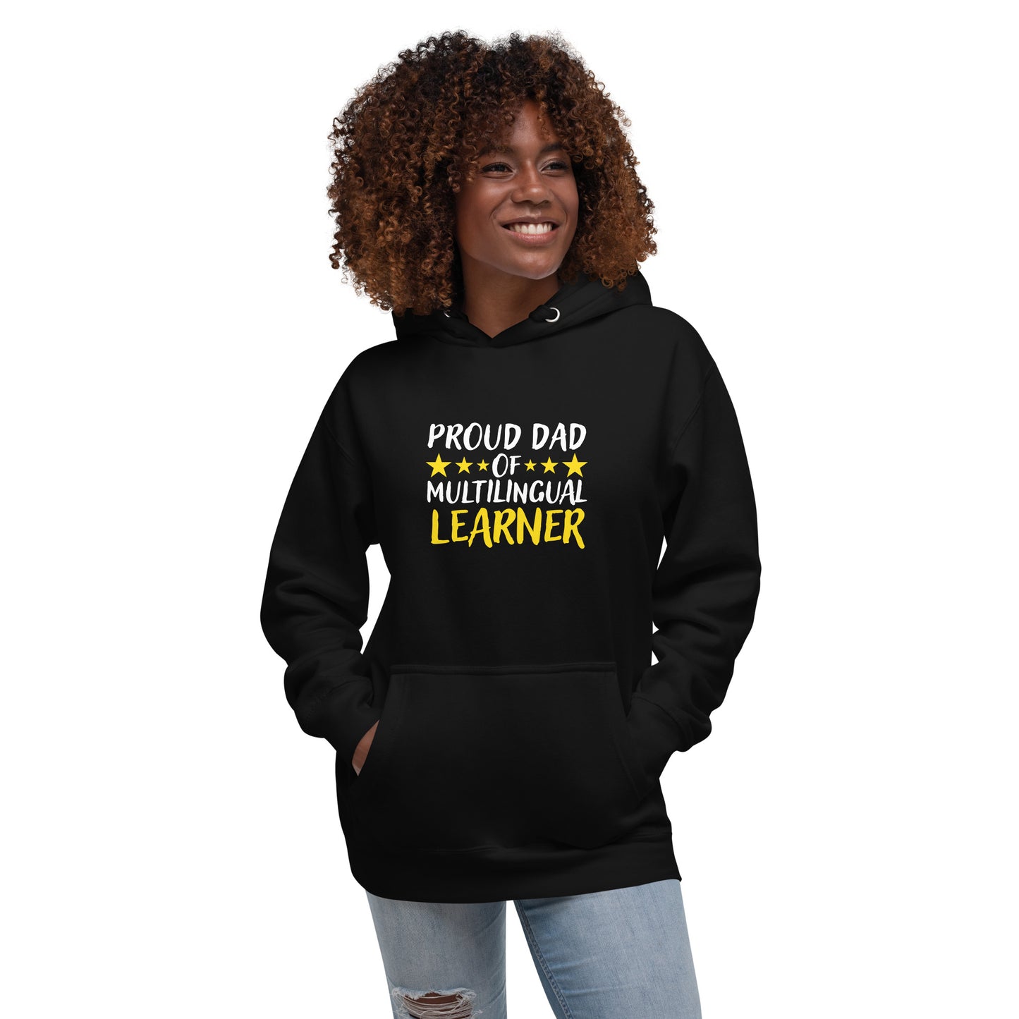 Sudadera con capucha para papá de estudiante multilingüe