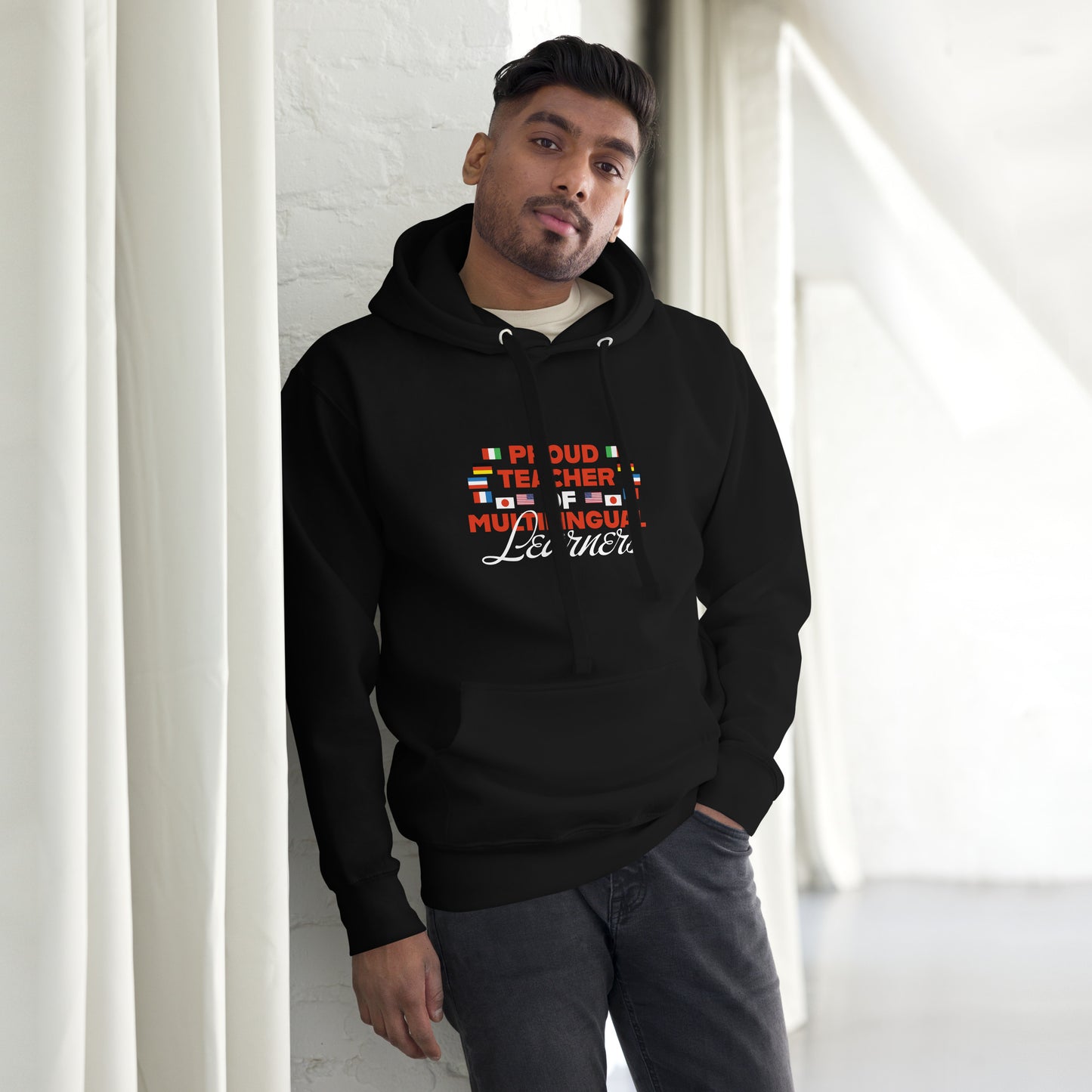 Sudadera con capucha para profesor de aprendizaje multilingüe