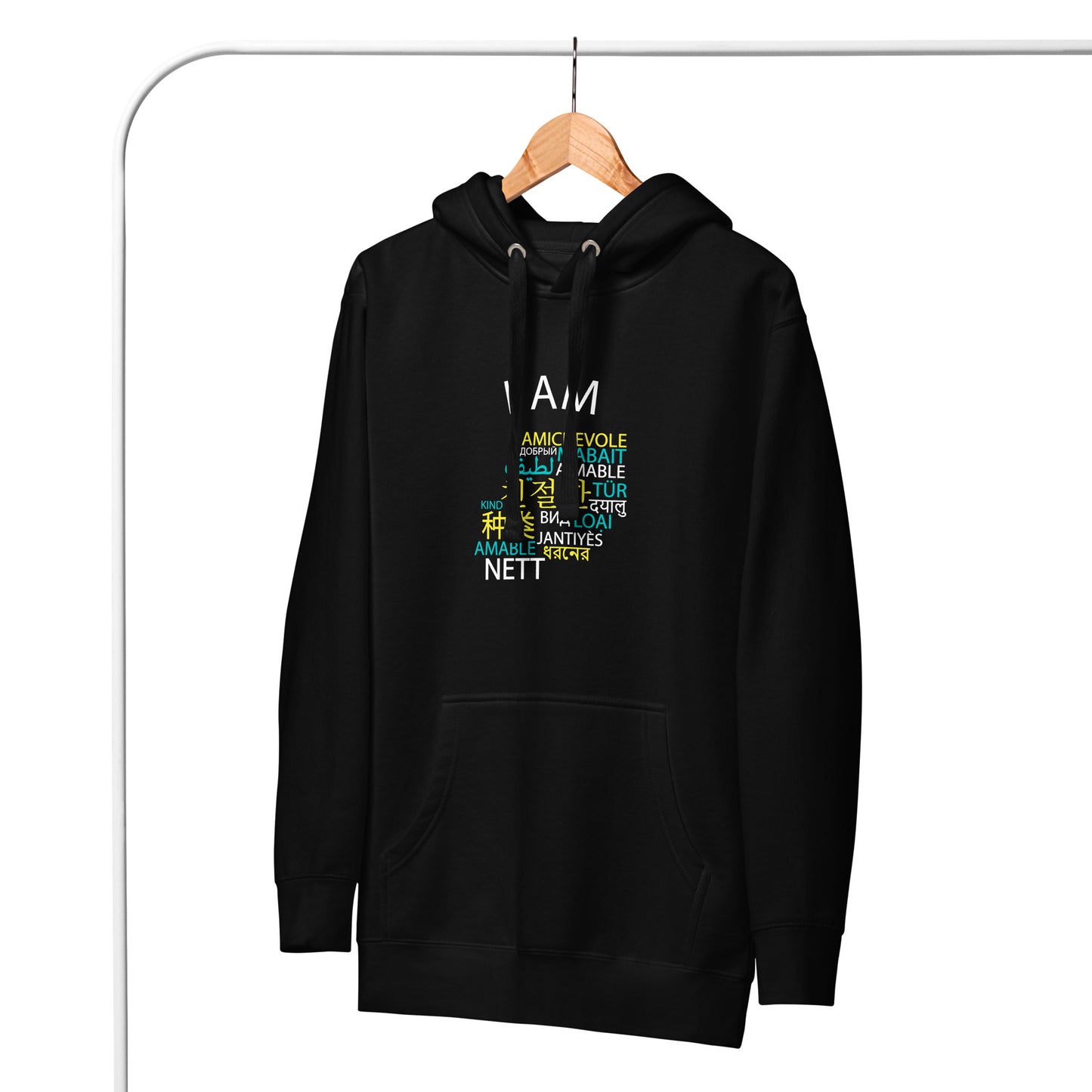Soy una sudadera con capucha amable.