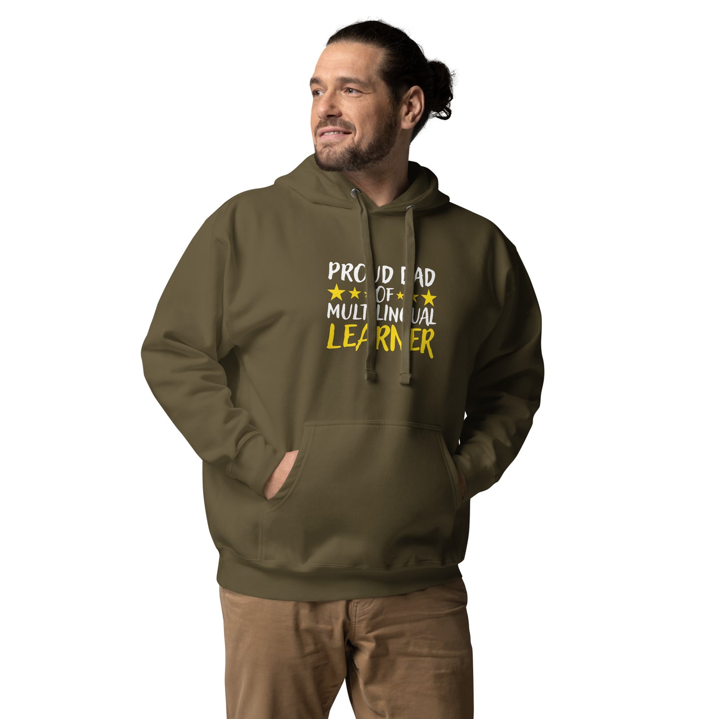 Sudadera con capucha para papá de estudiante multilingüe