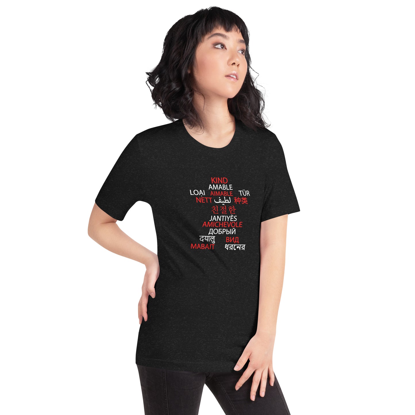Camiseta multilingüe (amable).