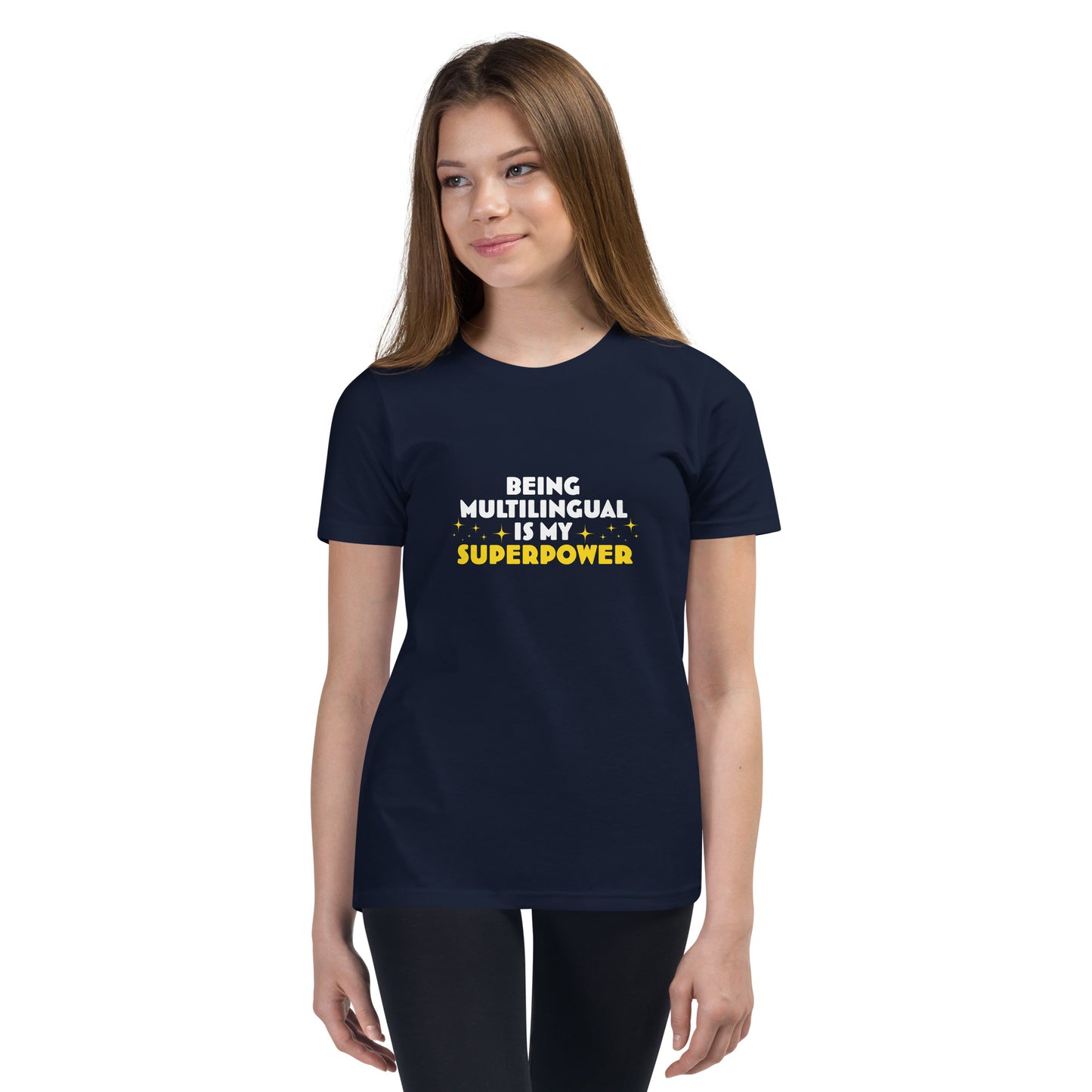 Multilingual Superpower Youth T-Shirt.